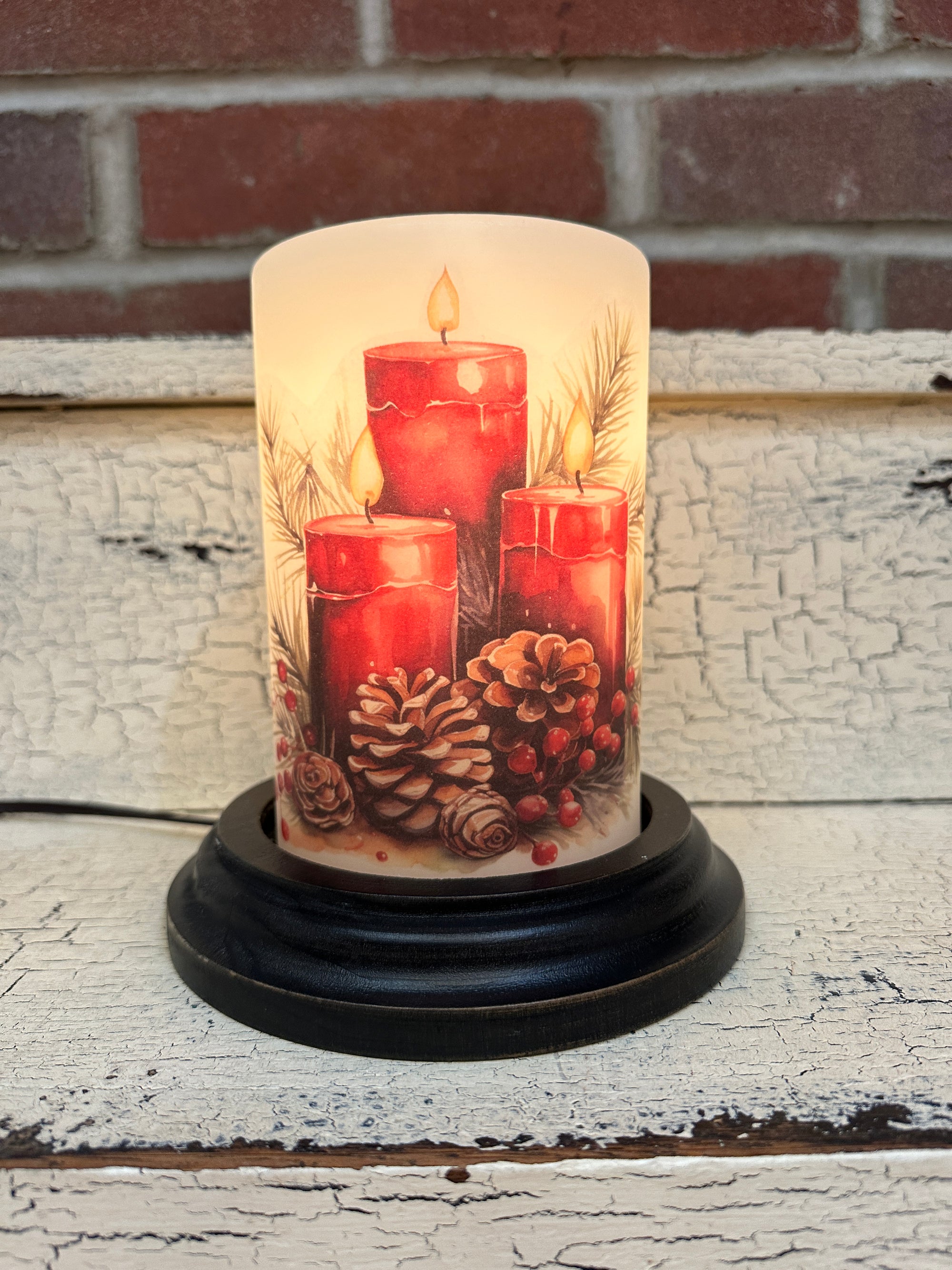 Red Triple Candle Holiday Candle Sleeve