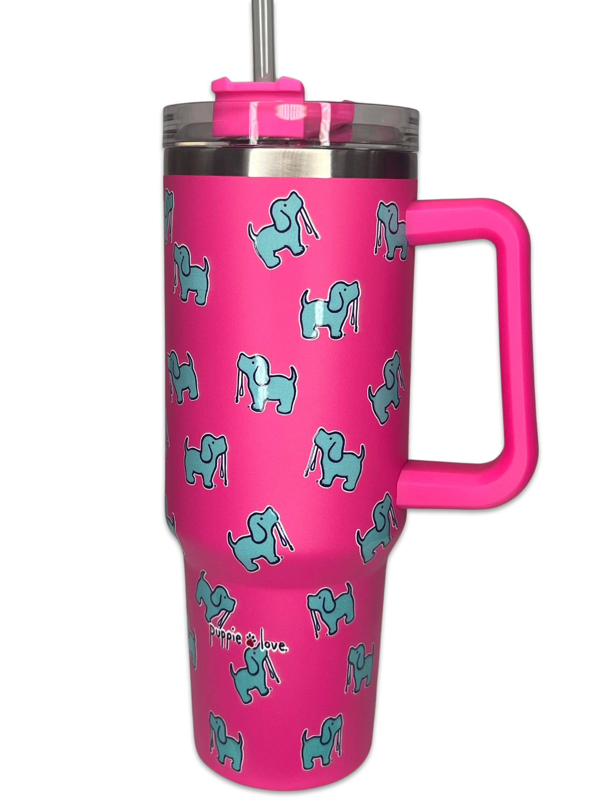 Puppie Love Logo Tumbler - Hot Pink