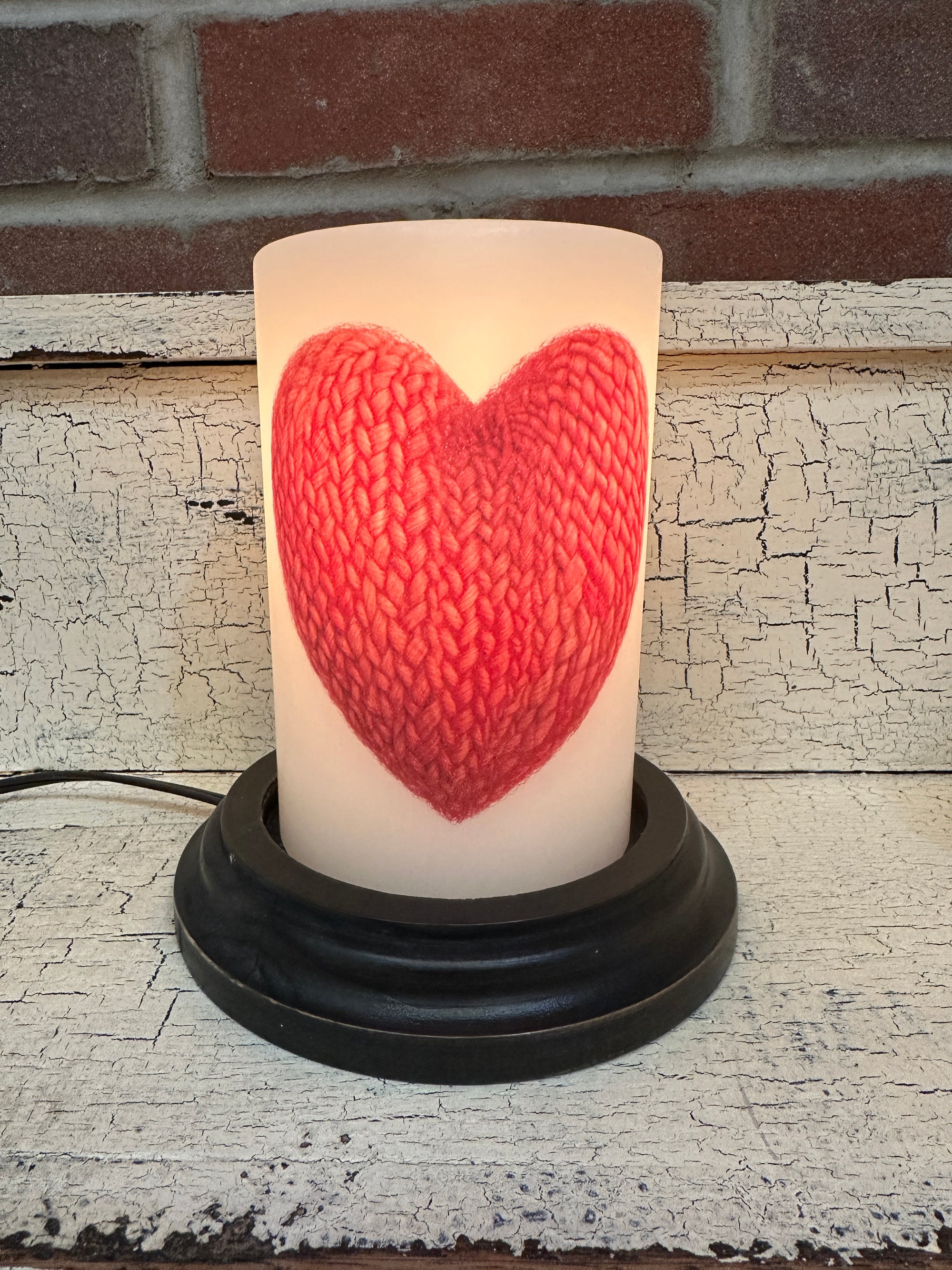 Puffy Red Heart Candle Sleeve