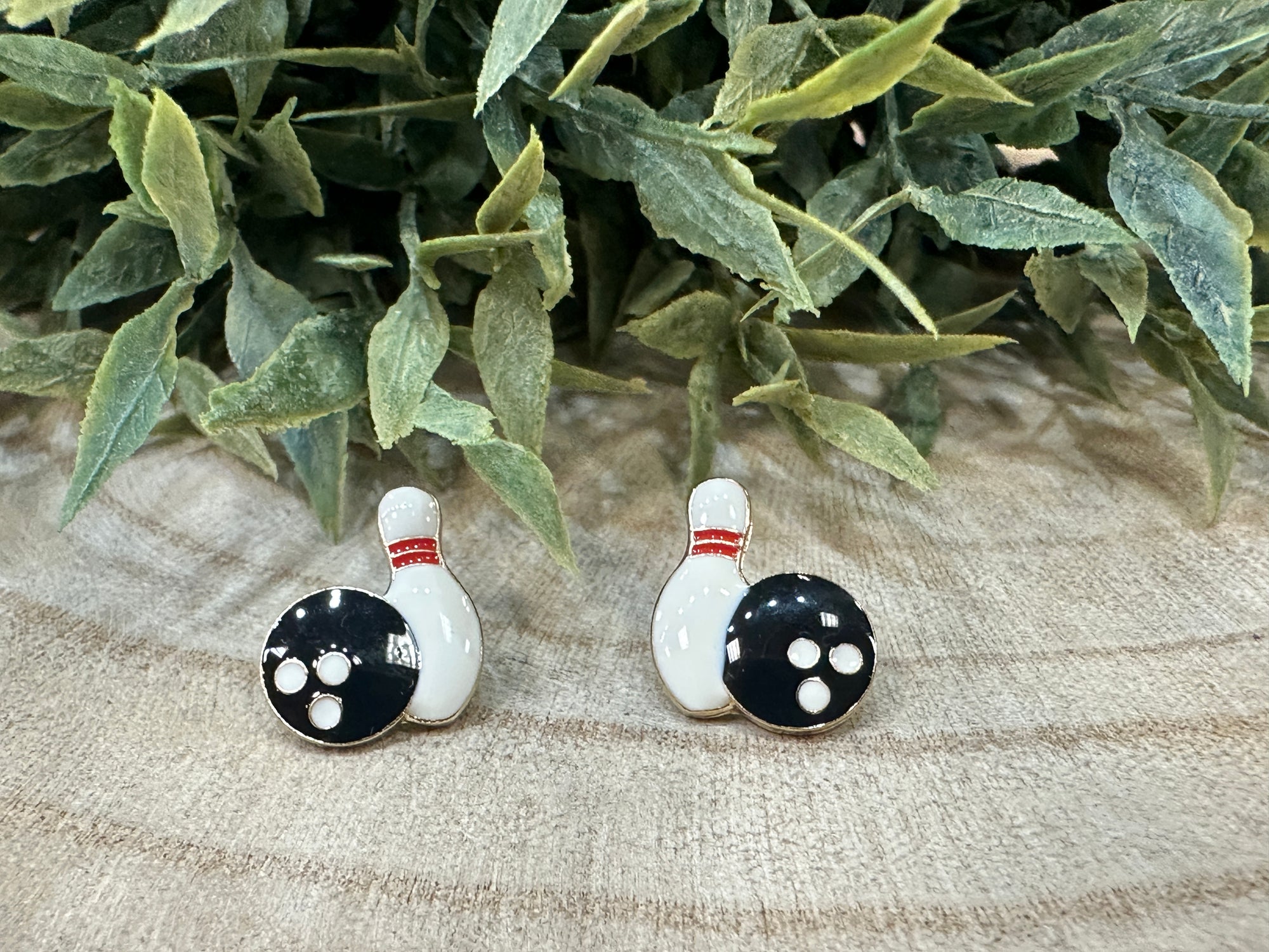 Bowling Enamel Stud Earrings