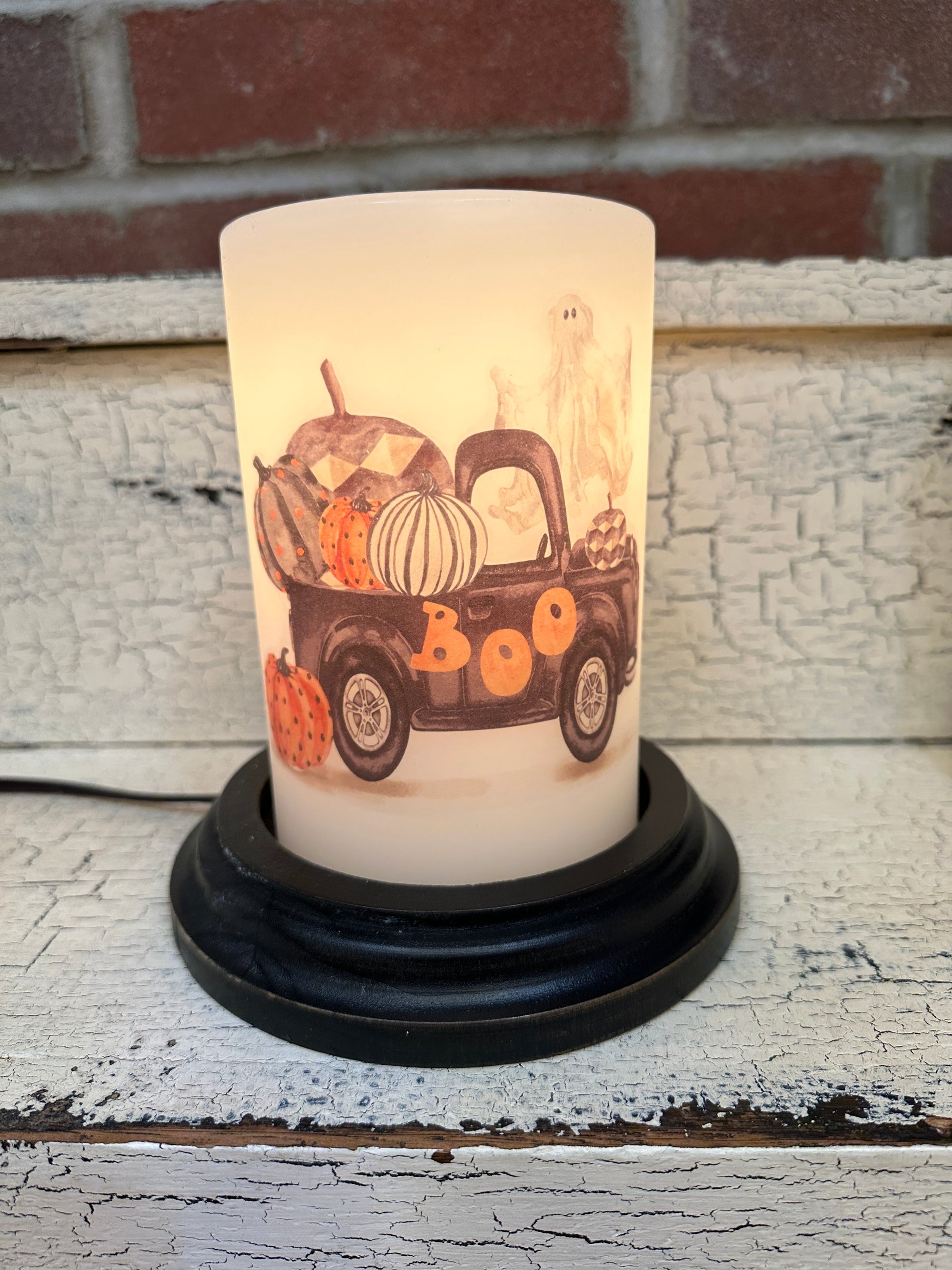 Boo Halloween Truck Candle Sleeve