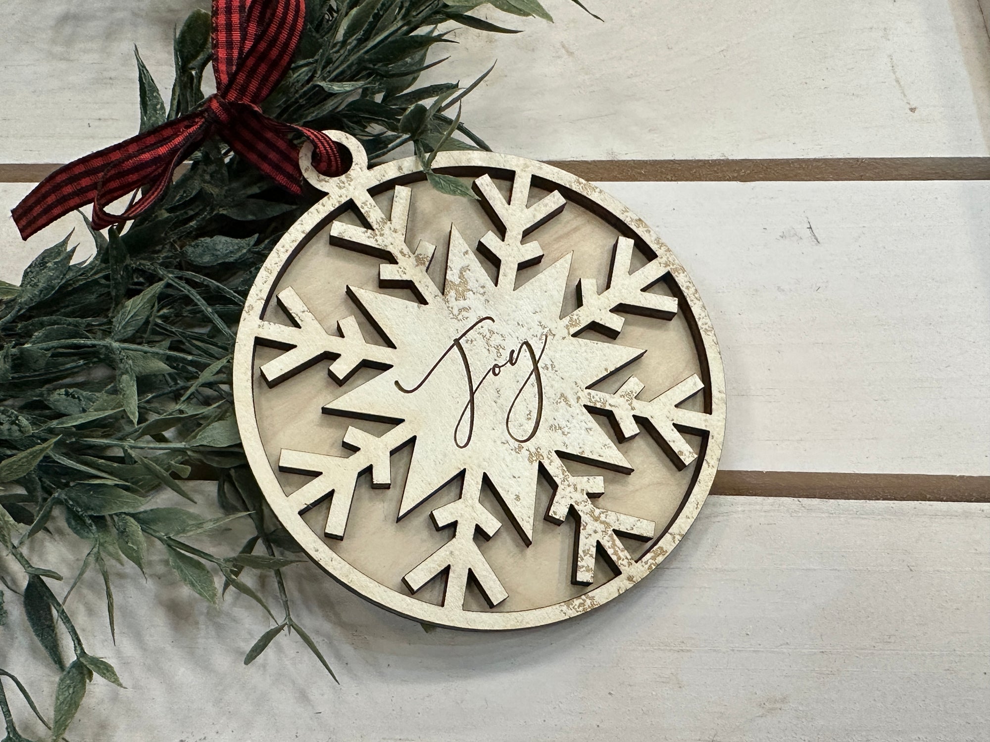 Handmade Joy Snowflake Ornament