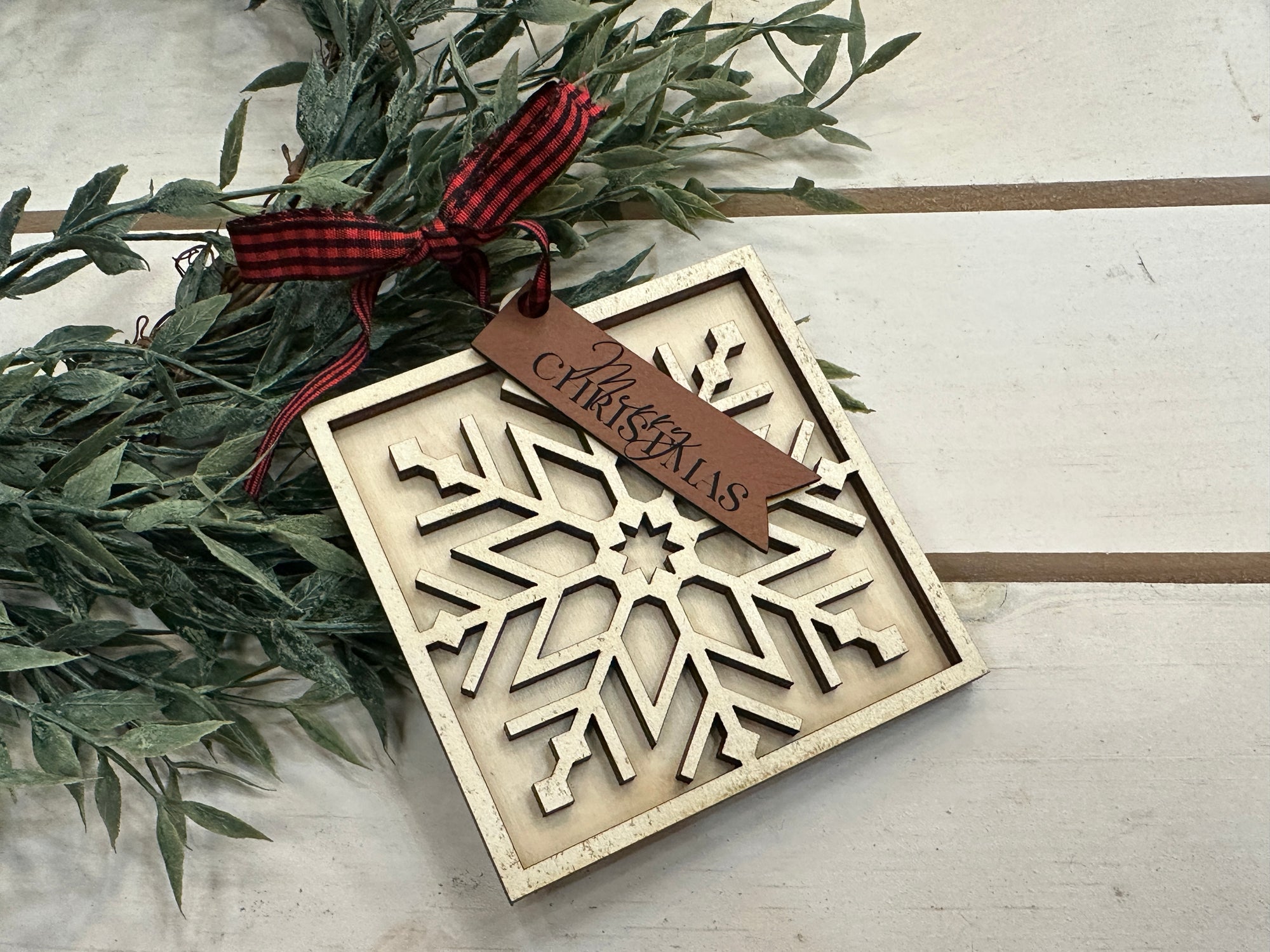 Handmade Merry Christmas Snowflake Ornament