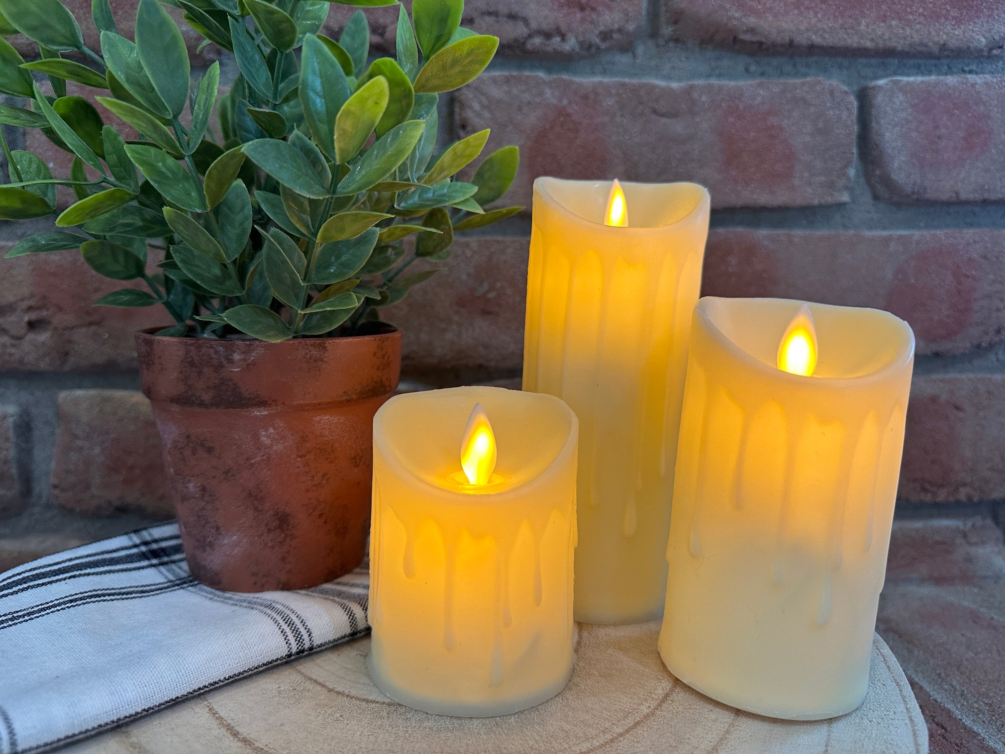 Moving Flame Slim Pillar Candles - 3 Sizes