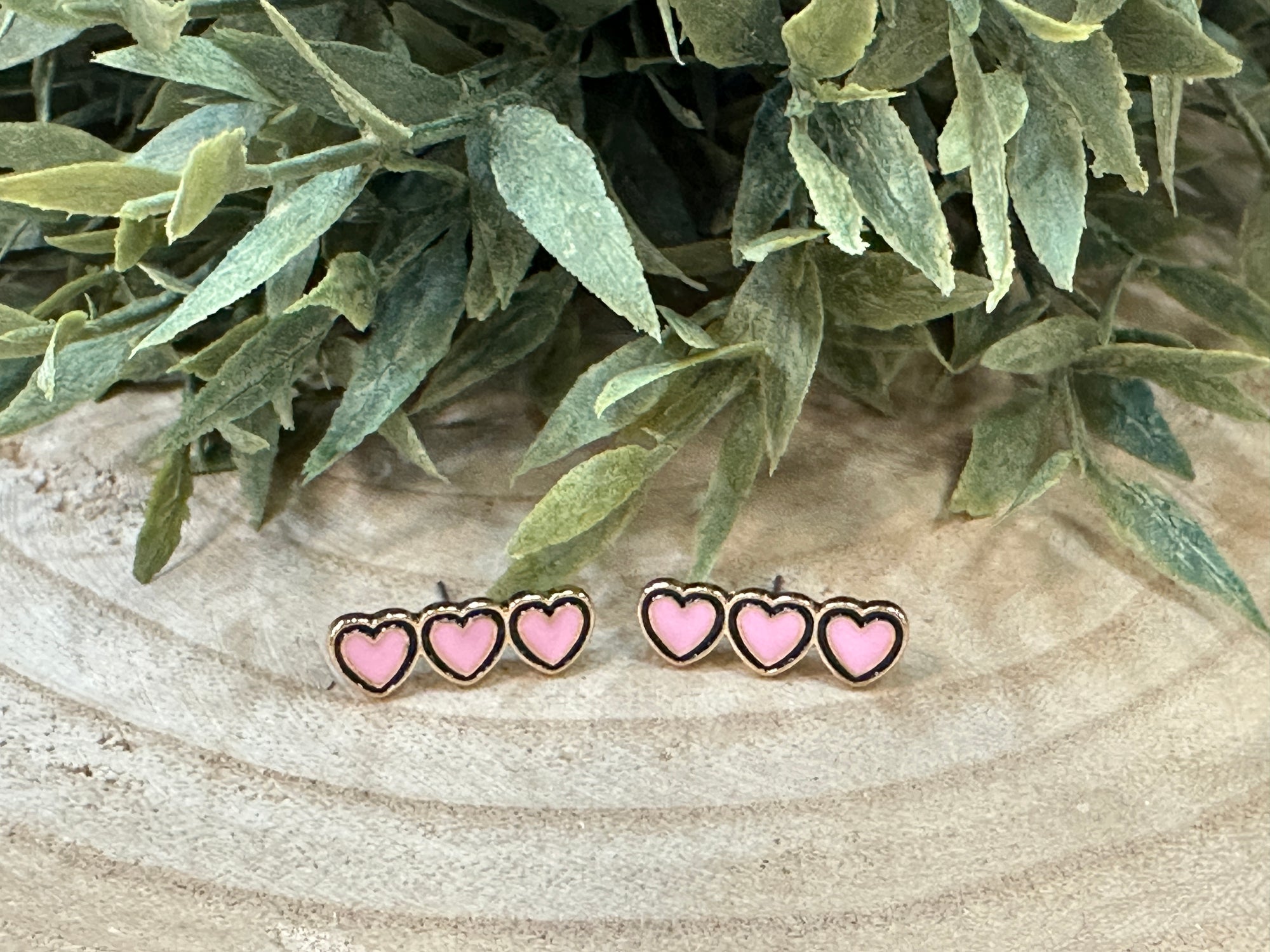 Triple Heart Stud Earrings