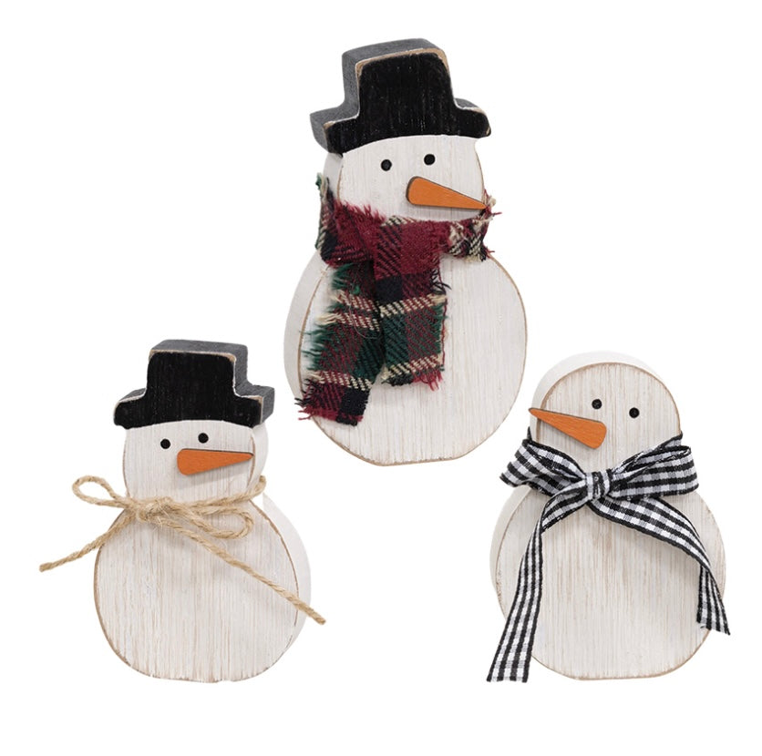 Wooden Snowmen - Set of 3