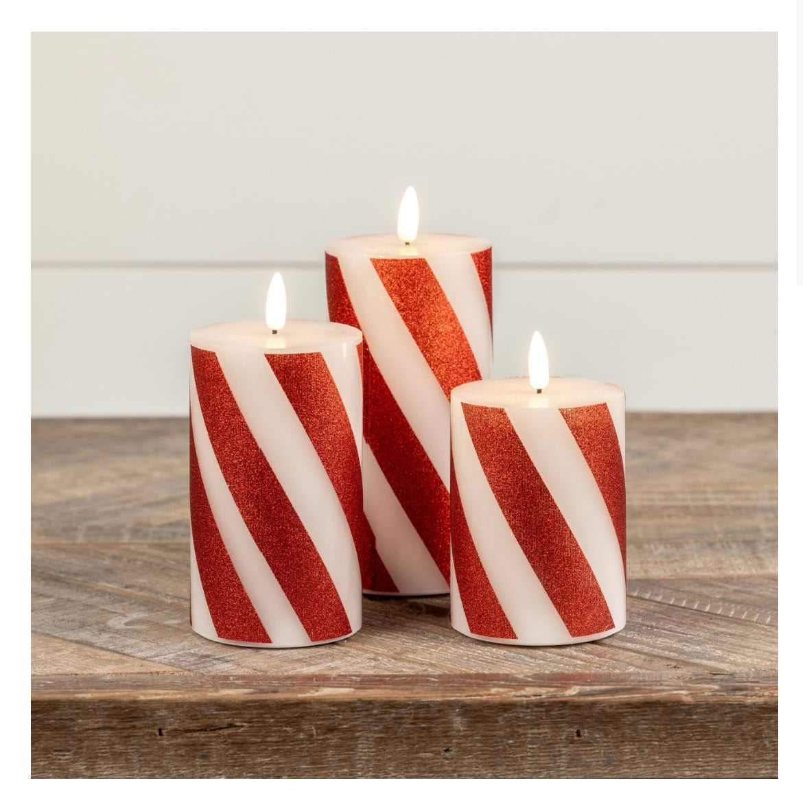 Candy Cane Pillar Candle - 3 Sizes