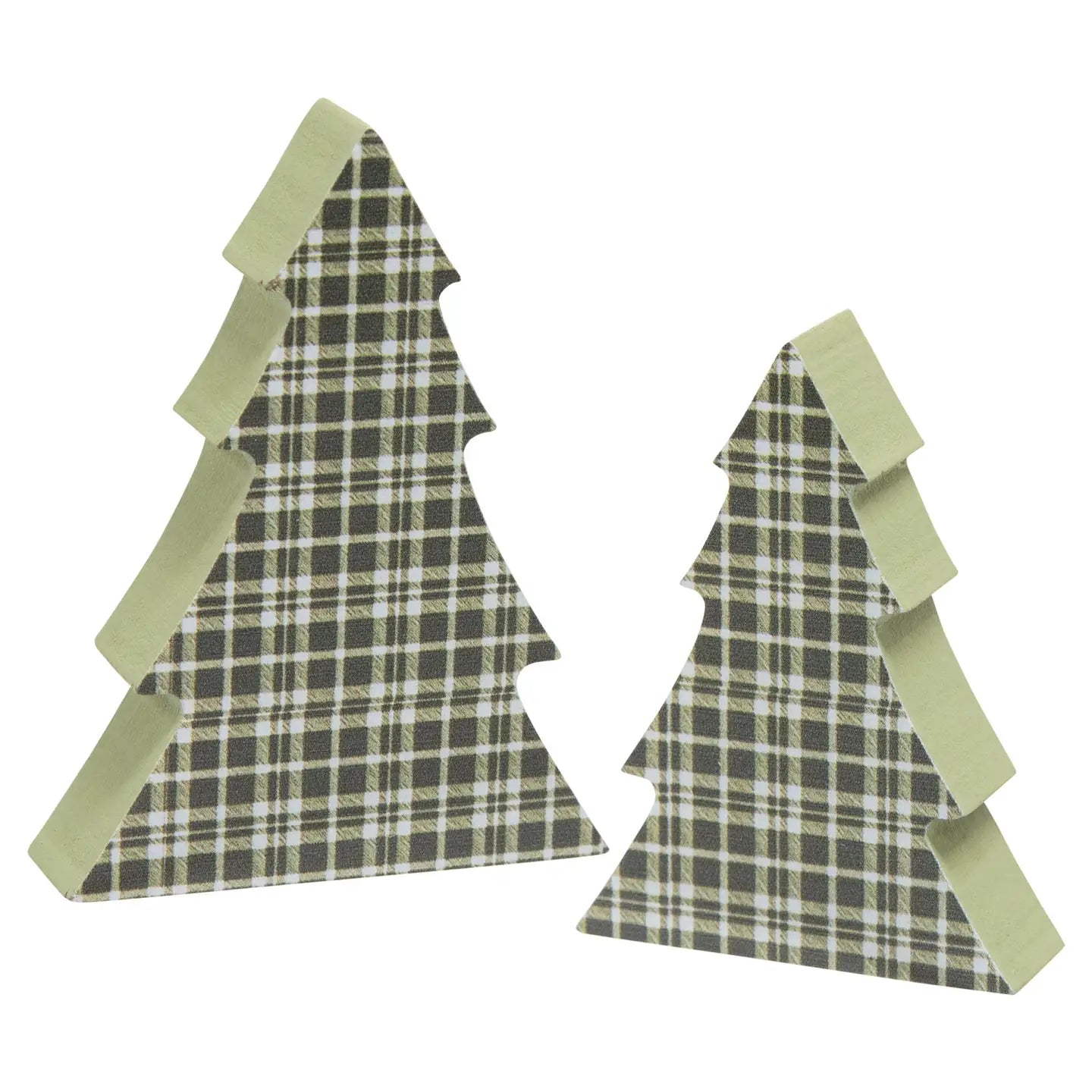 Green Plaid Trees - Set of 2