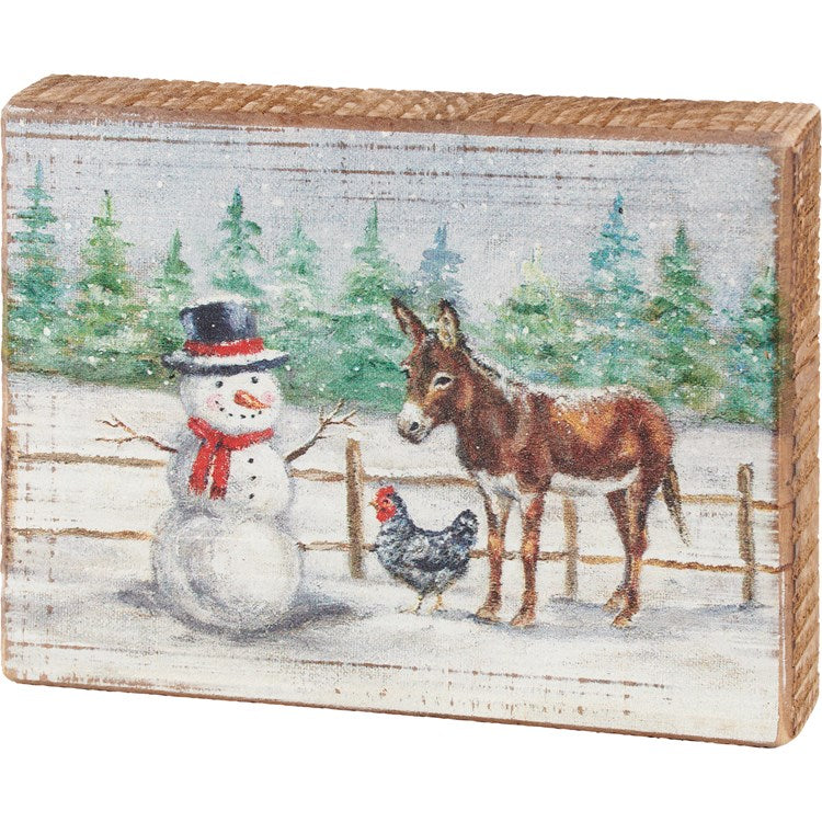 Snow Friends Wood Block Sign