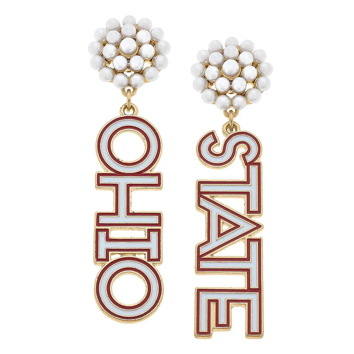 Ohio State Buckeyes Pearl Cluster Drop Earrings