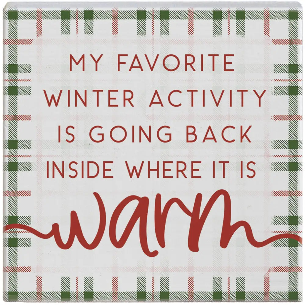 Winter Activity Wood Block Sign