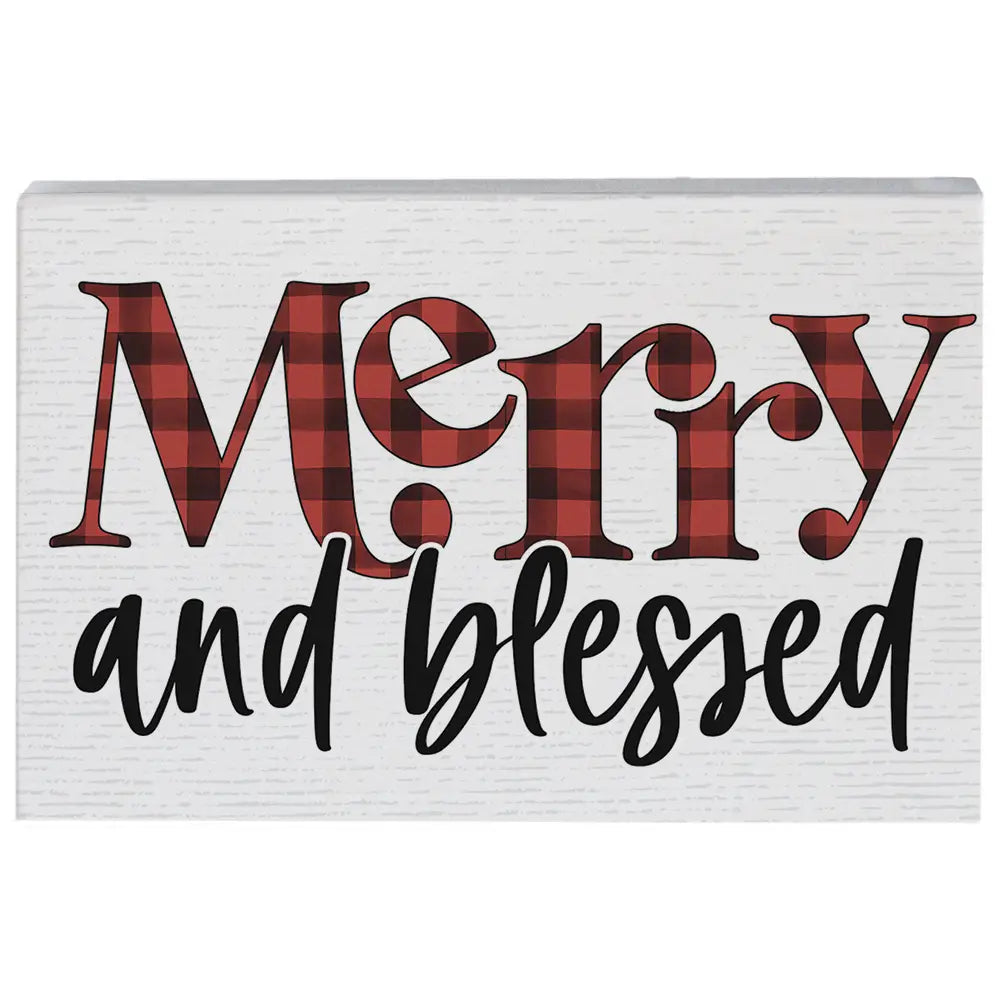 Merry and Blessed Wood Block Sign