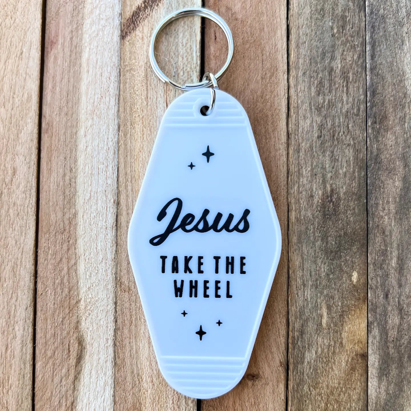 Jesus take the wheel keychain