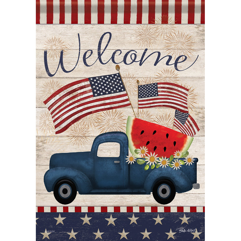 Patriotic Truck Garden Flag