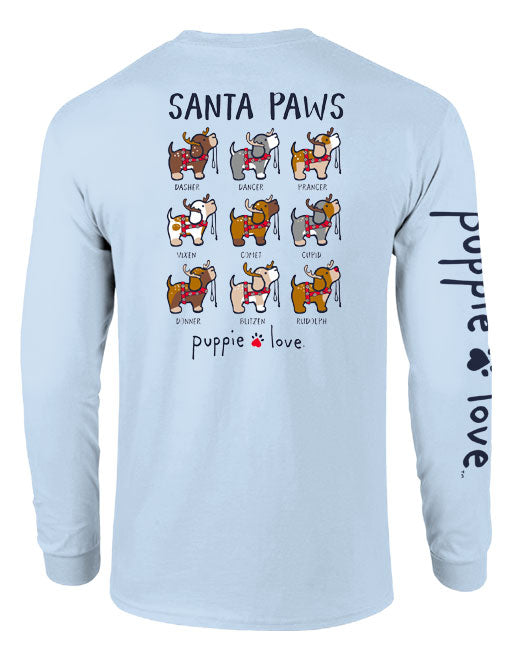 Puppie Love Santa Paws Reindeer Pup Long Sleeve Tee