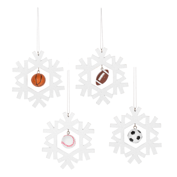 Snowflake Sports Ornaments - 4 Styles