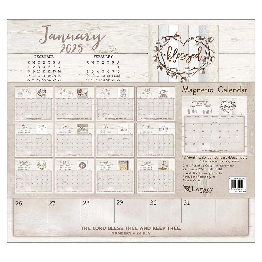 2025 Faith and Family Magnetic Calendar Pad