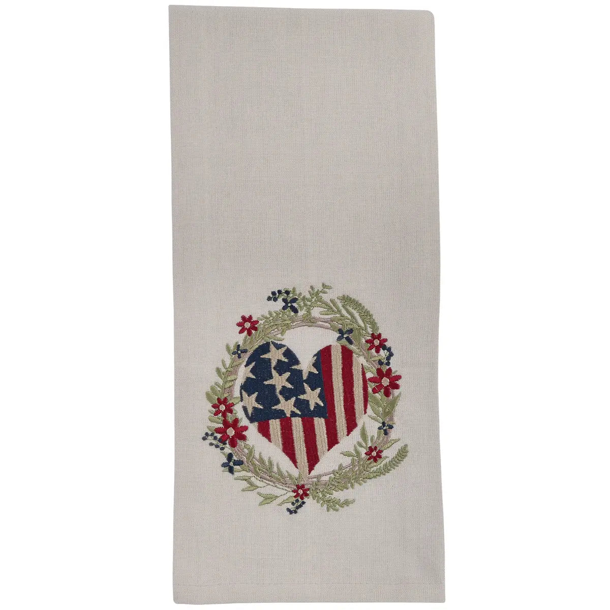 Wreath with Flag Heart Dishtowel