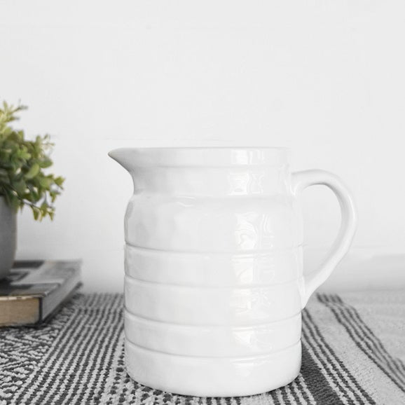 White Ceramic Pitcher - 7”