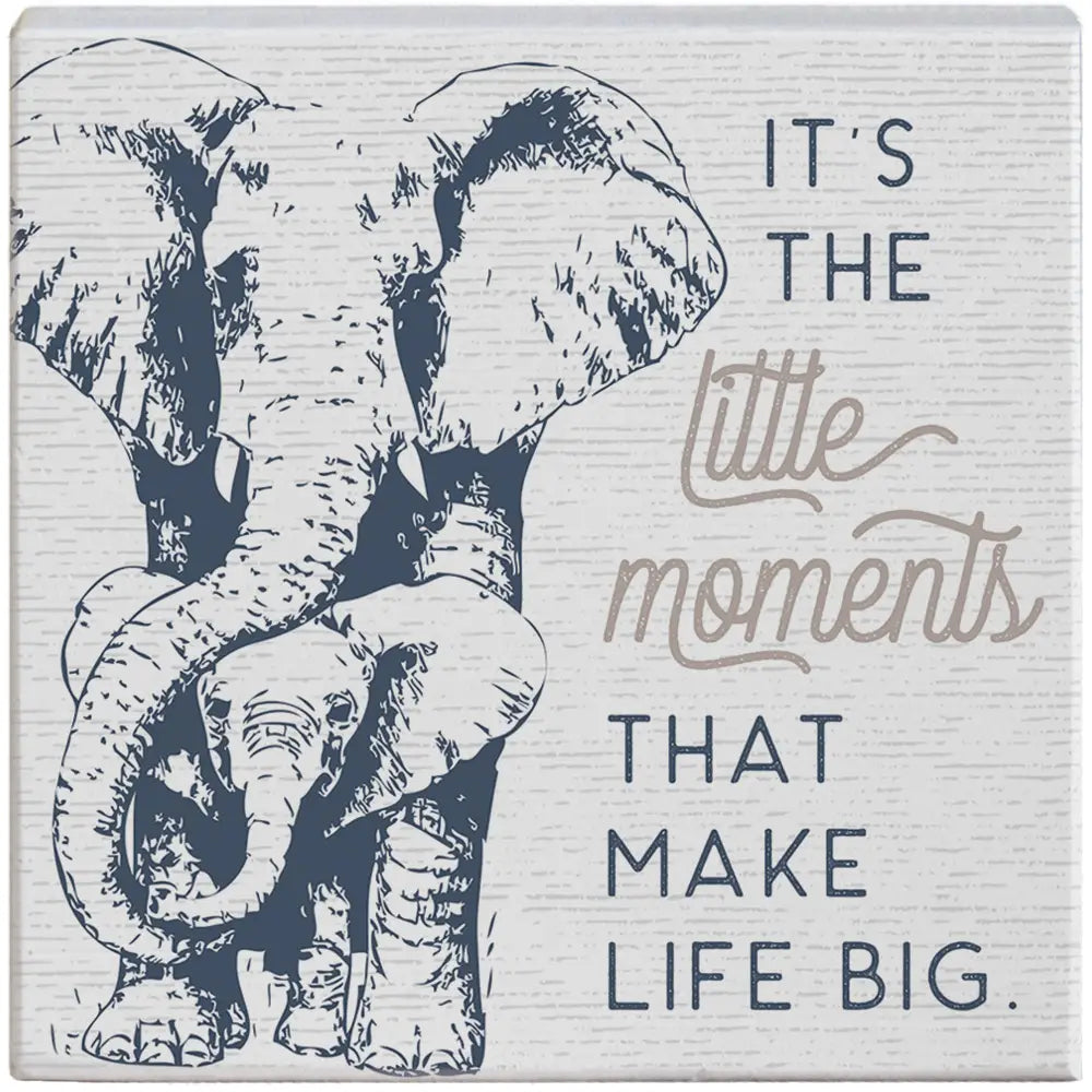 Little Moments Elephant Wood Block Sign