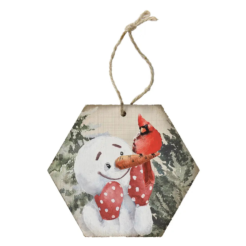 Snowman Cardinal Ornament