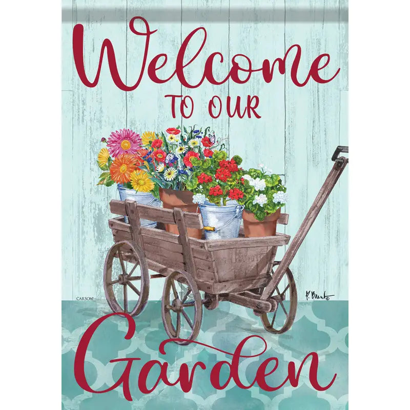 Flower Cart Garden Flag