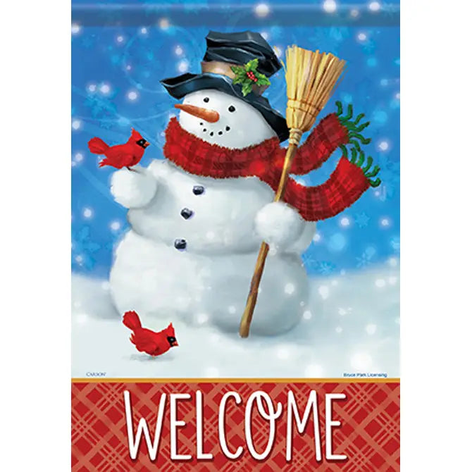 Blustery Snowman Garden Flag