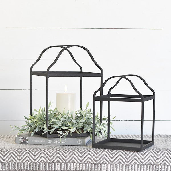 Square Black Lanterns - Set of 2