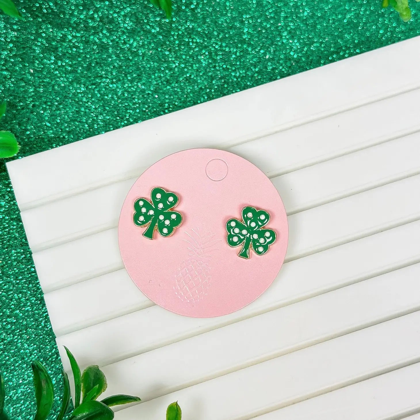 Clover Enamel Stud Earrings