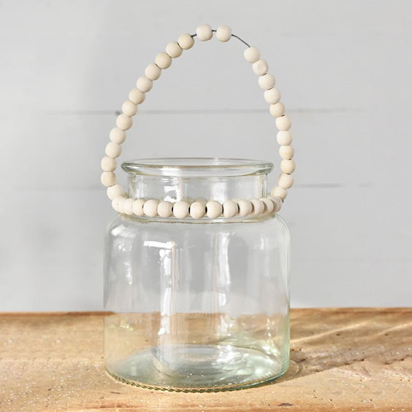 Jar with White Beads - Large