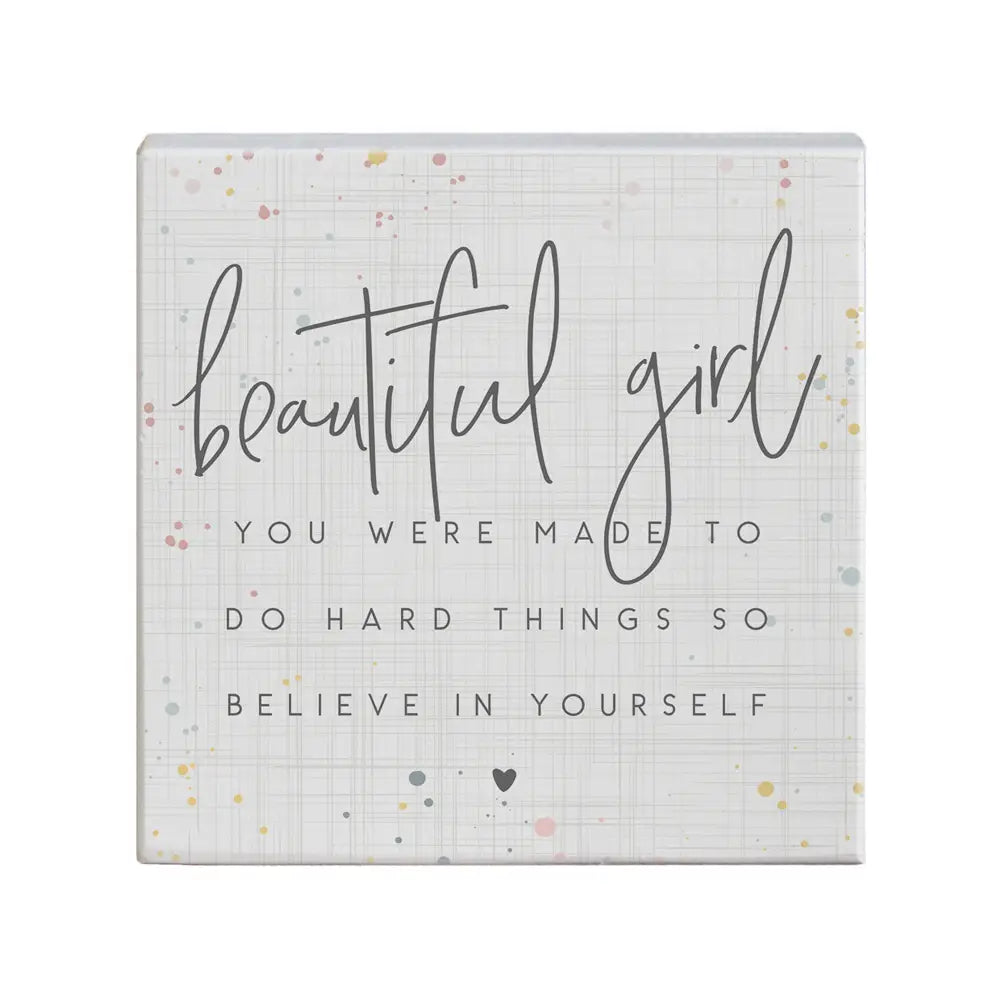 Beautiful Girl Wood Block Sign