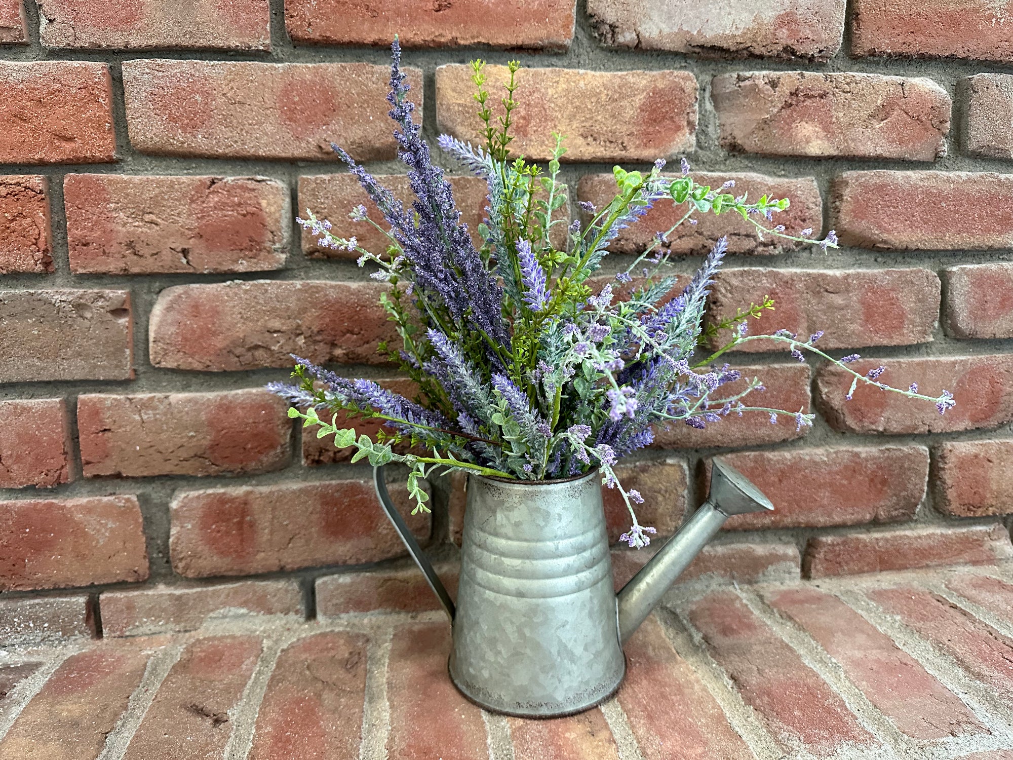 Watering Can with Mixed Lavender Bush Arrangement