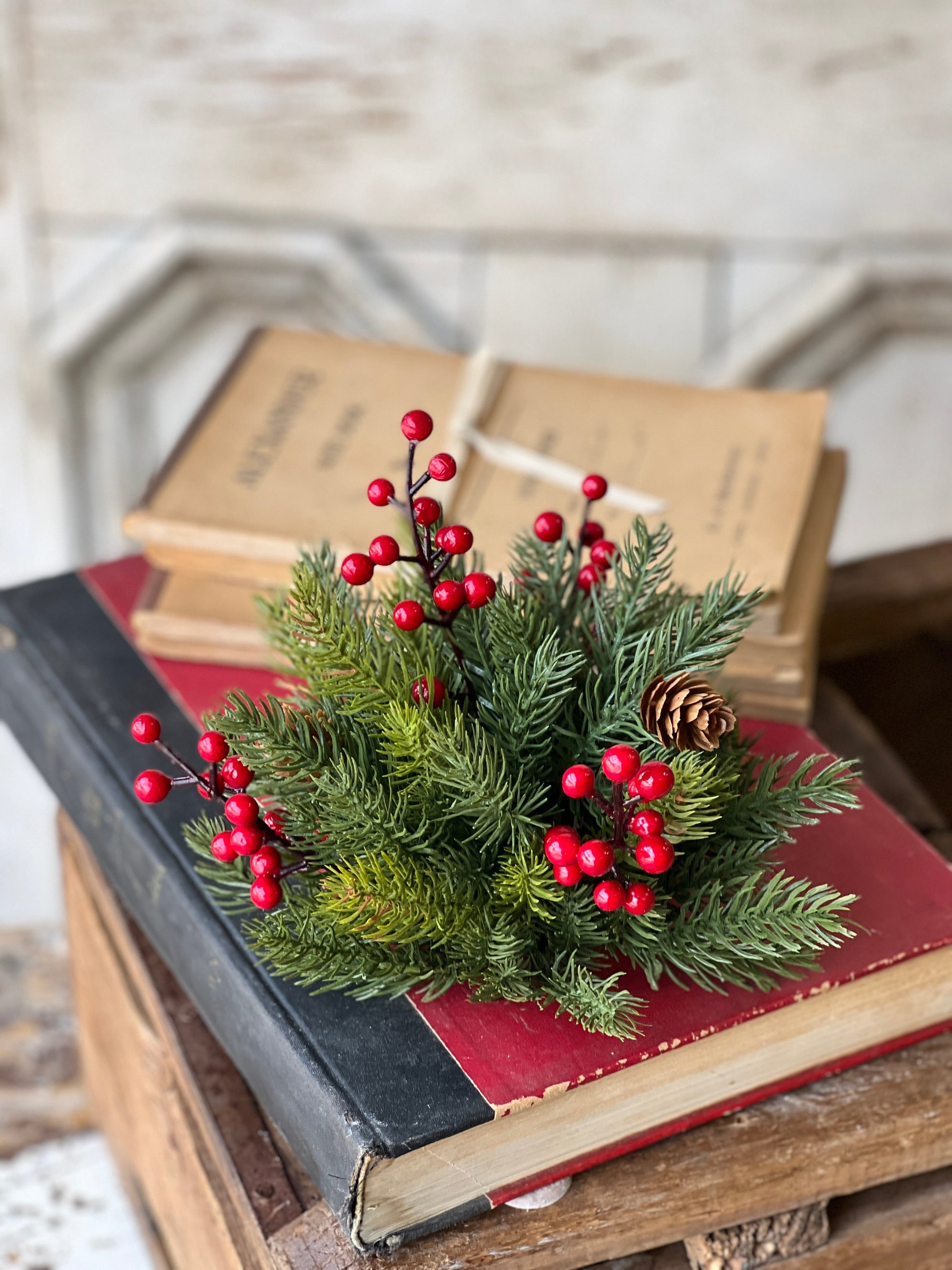 White Spruce with Berries Half Sphere