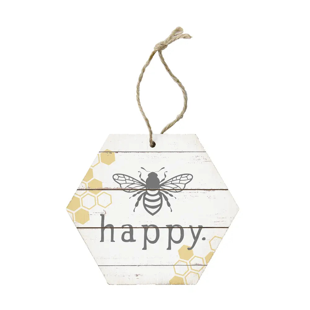 Bee Happy Wood Ornament