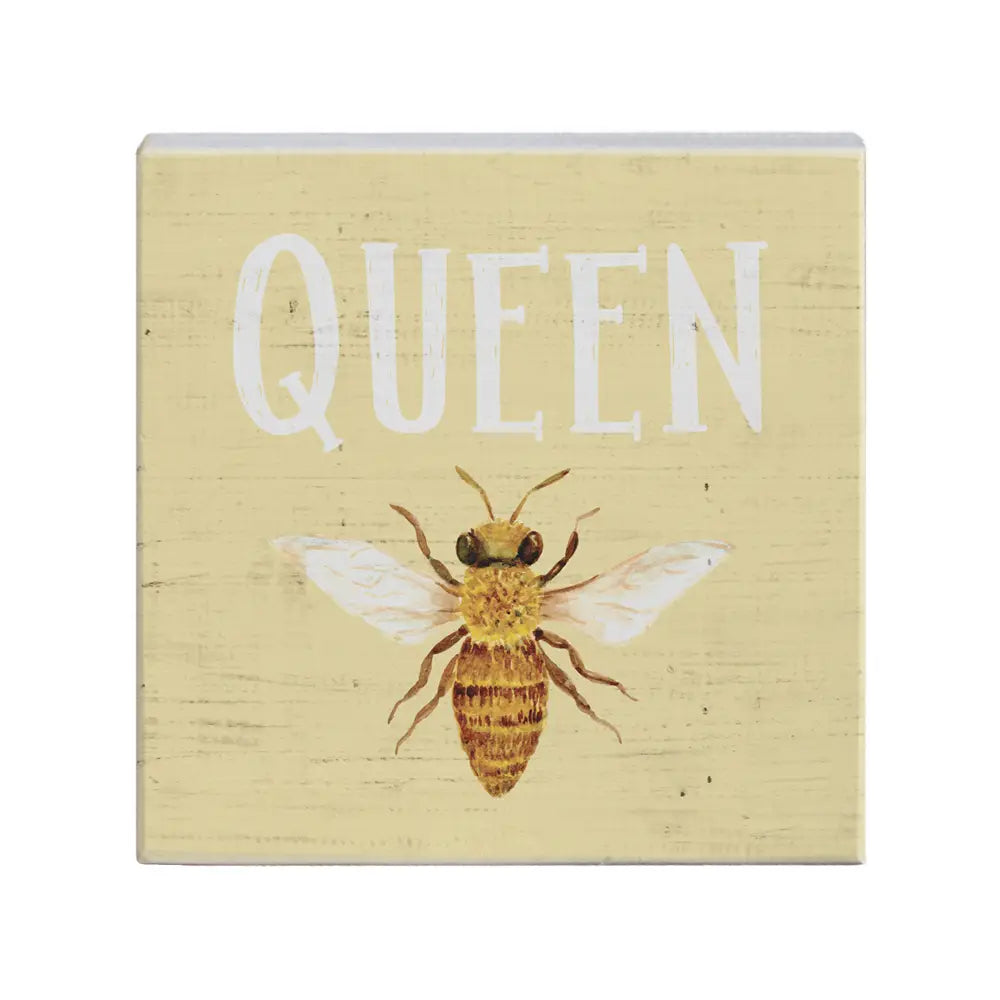 Queen Bee Wood Block Sign