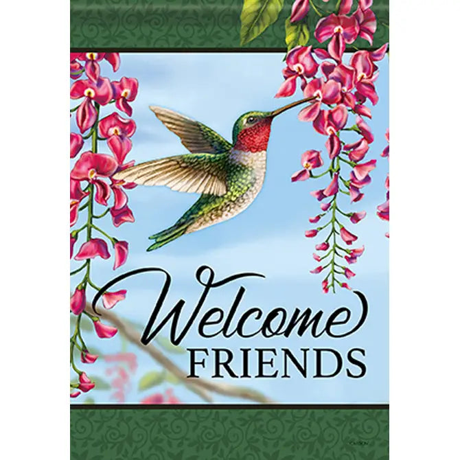 Hummingbird Floral Garden Flag