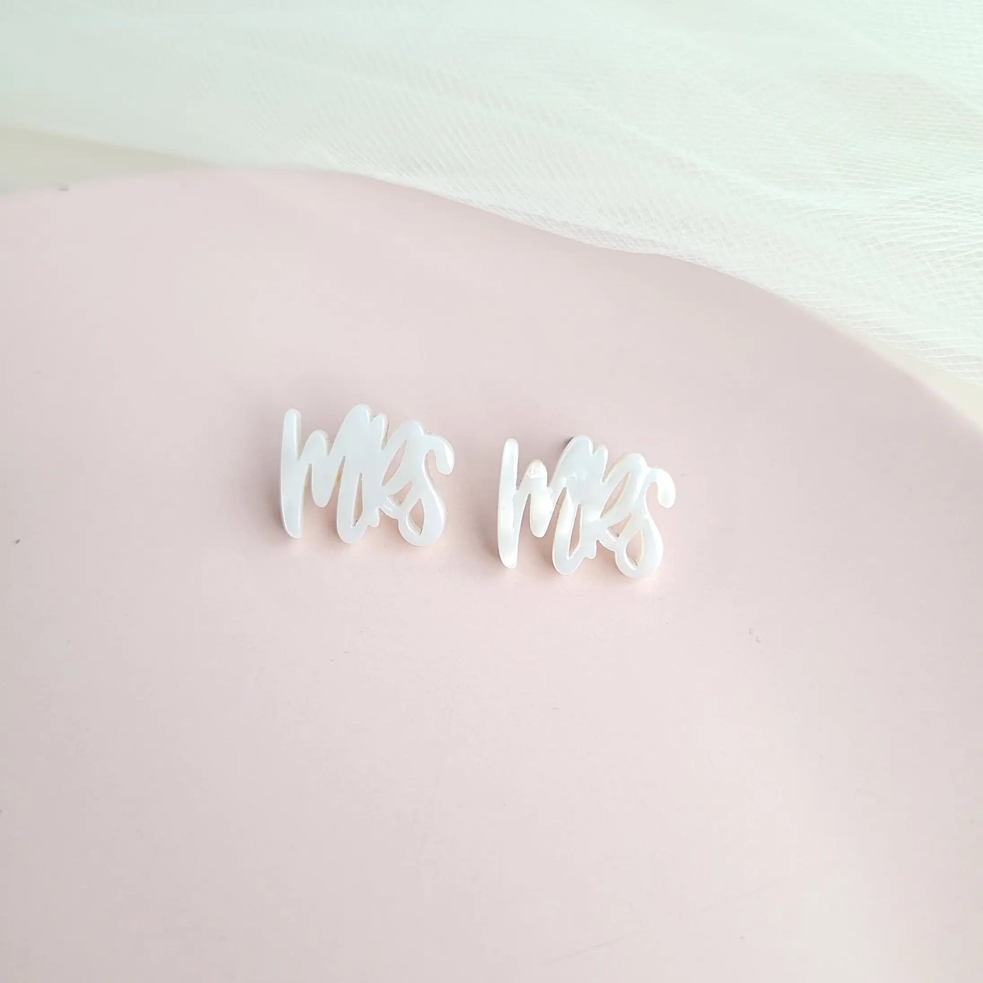 Mrs Bride Stud Earrings