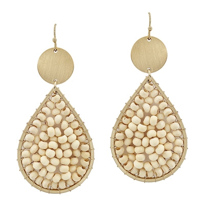 Natural Wood Teardrop Earrings