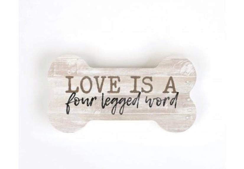 Love Shaped Wood Dog Bone