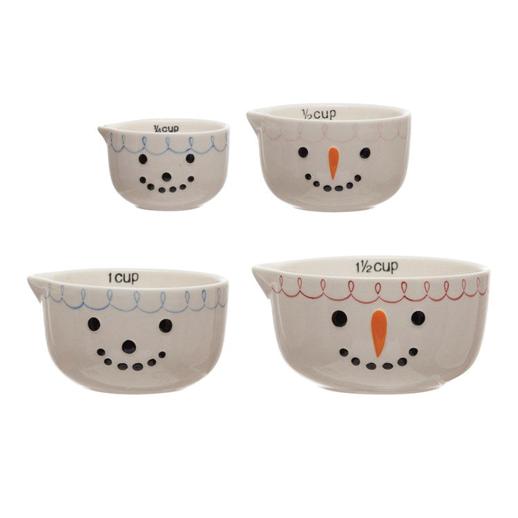 Stoneware Snowman Face Measuring Cups Set