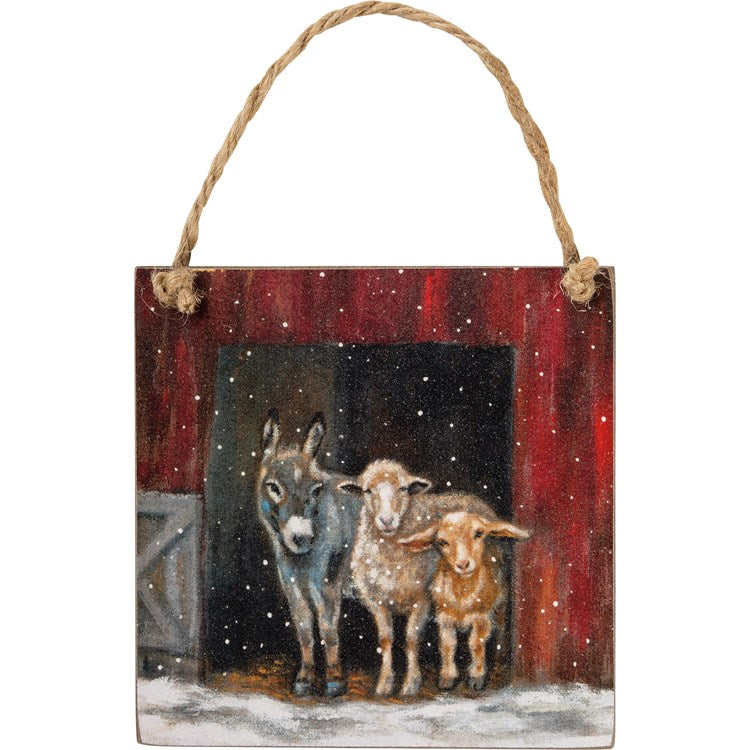 Red Barn with Animals Ornament