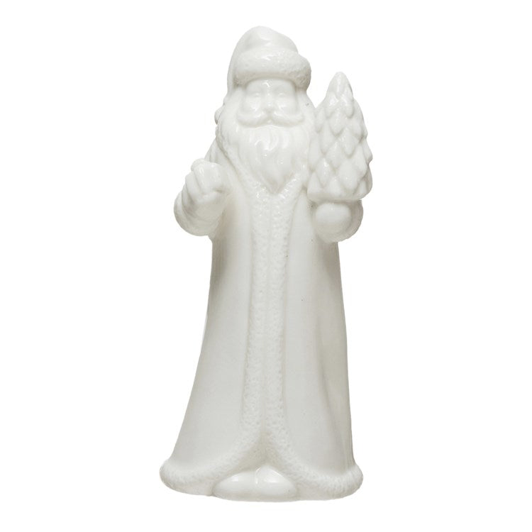 White Stoneware Santa - Small