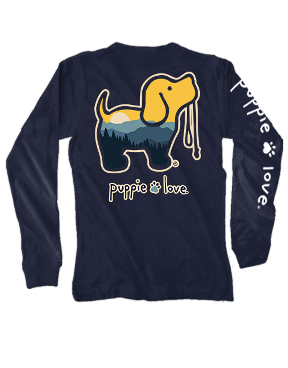 Puppie Love Mountain Landscape Long Sleeve Tee