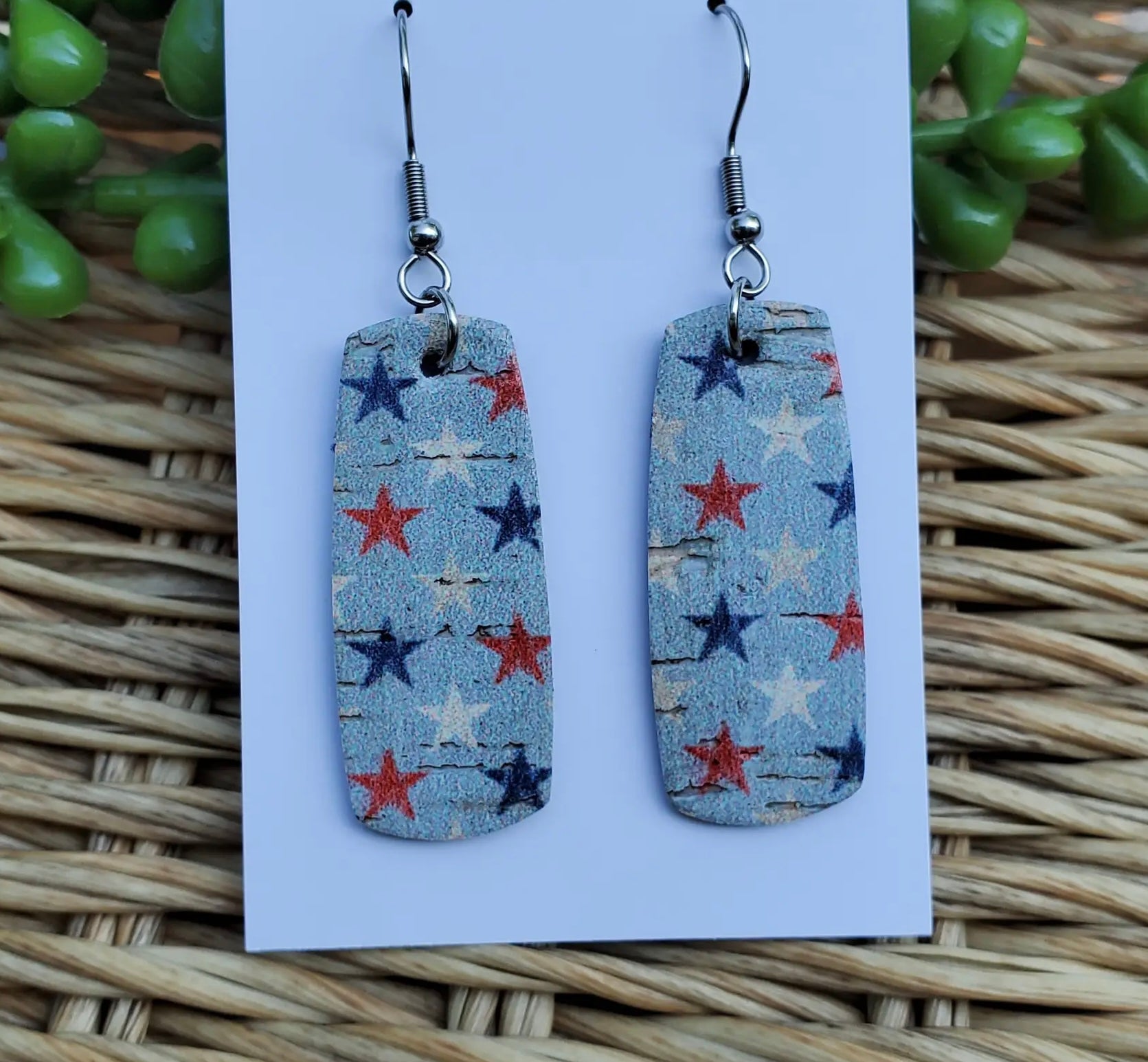 Stars on Light Blue Mini Bar Earrings