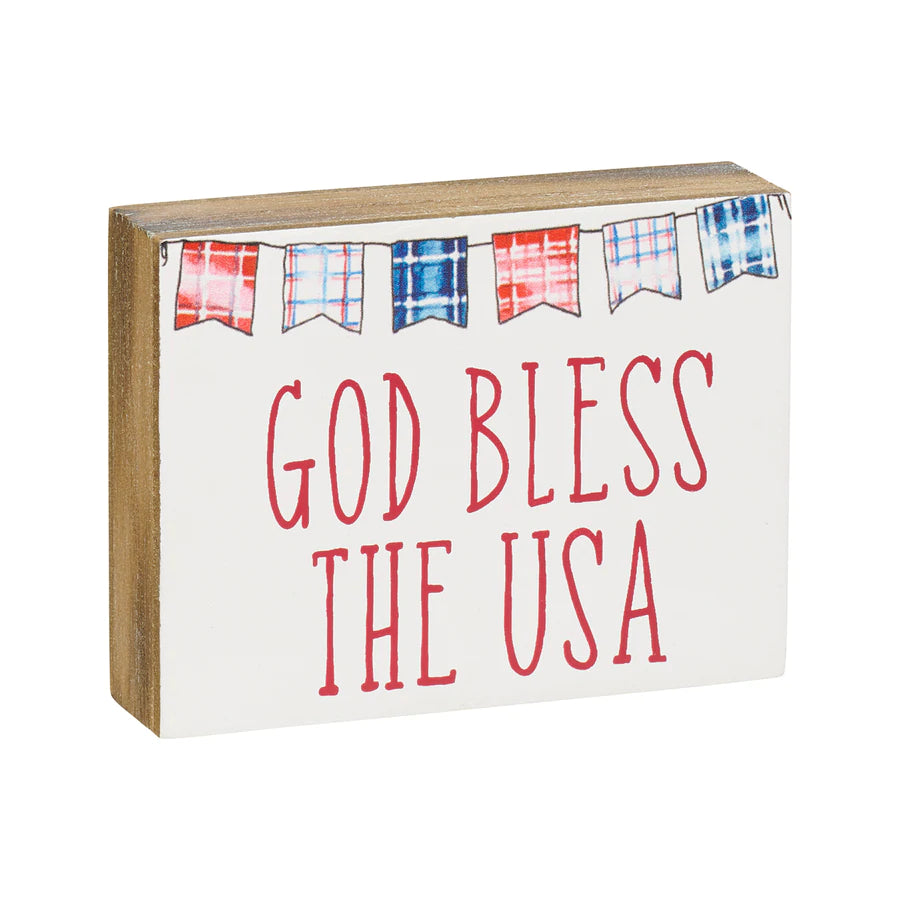 God Bless USA Wood Block