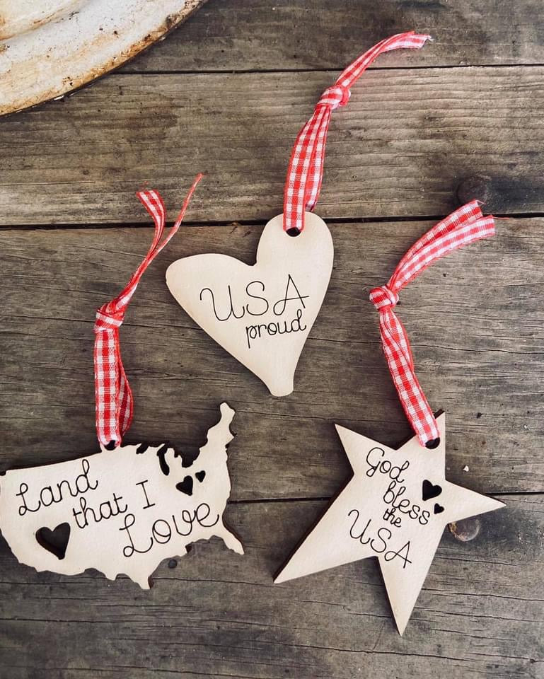 Handmade Small Americana Ornaments - 3 styles