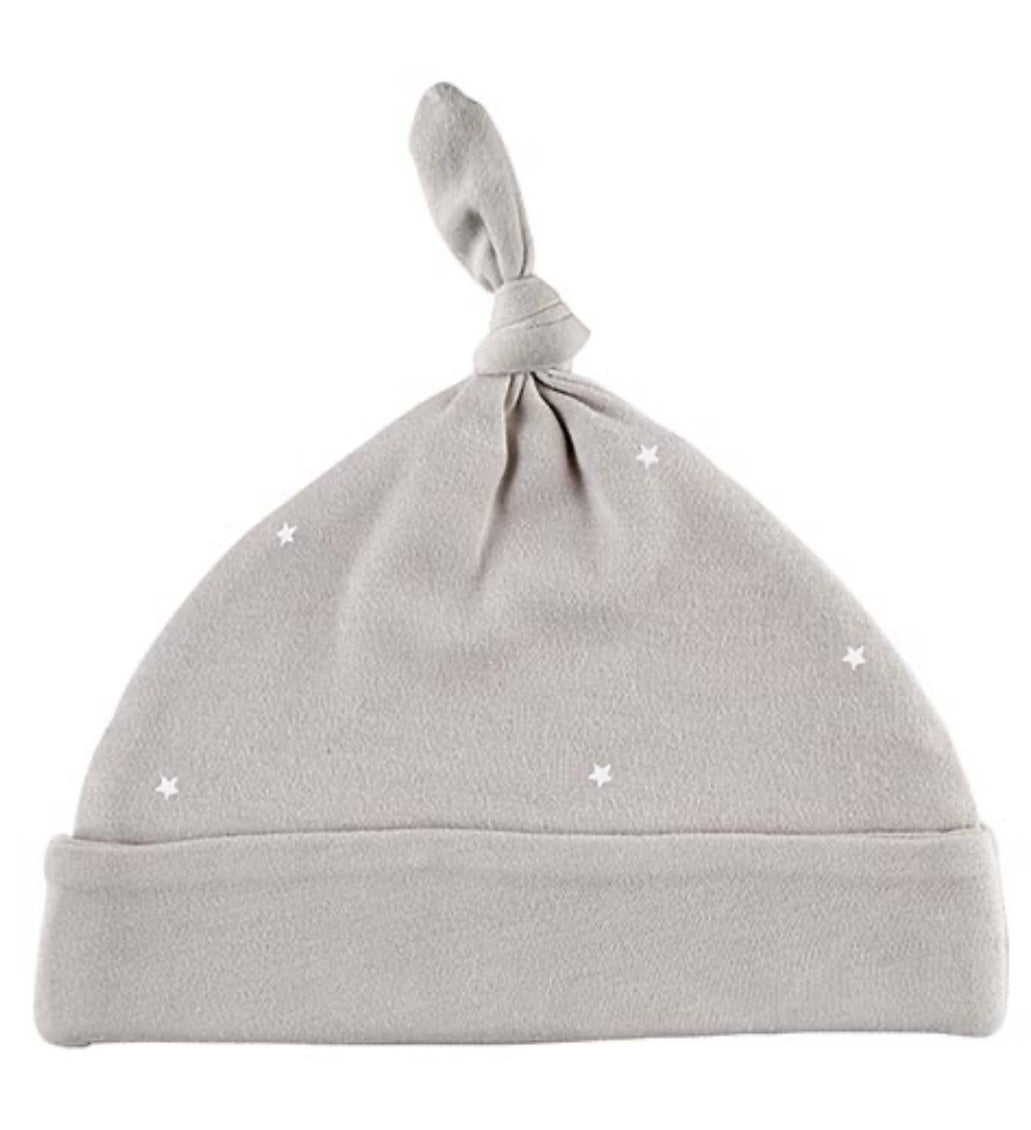 Grey Stars Knotted Hat