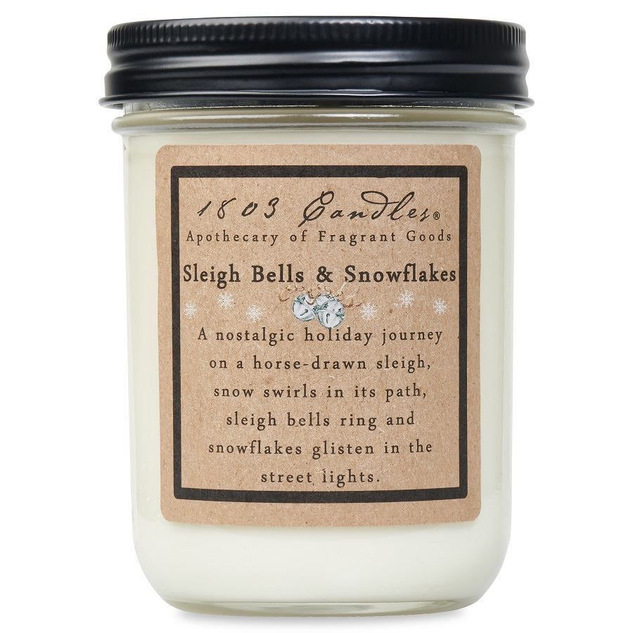 Sleigh bells and Snowflakes Soy Jar (14 oz)