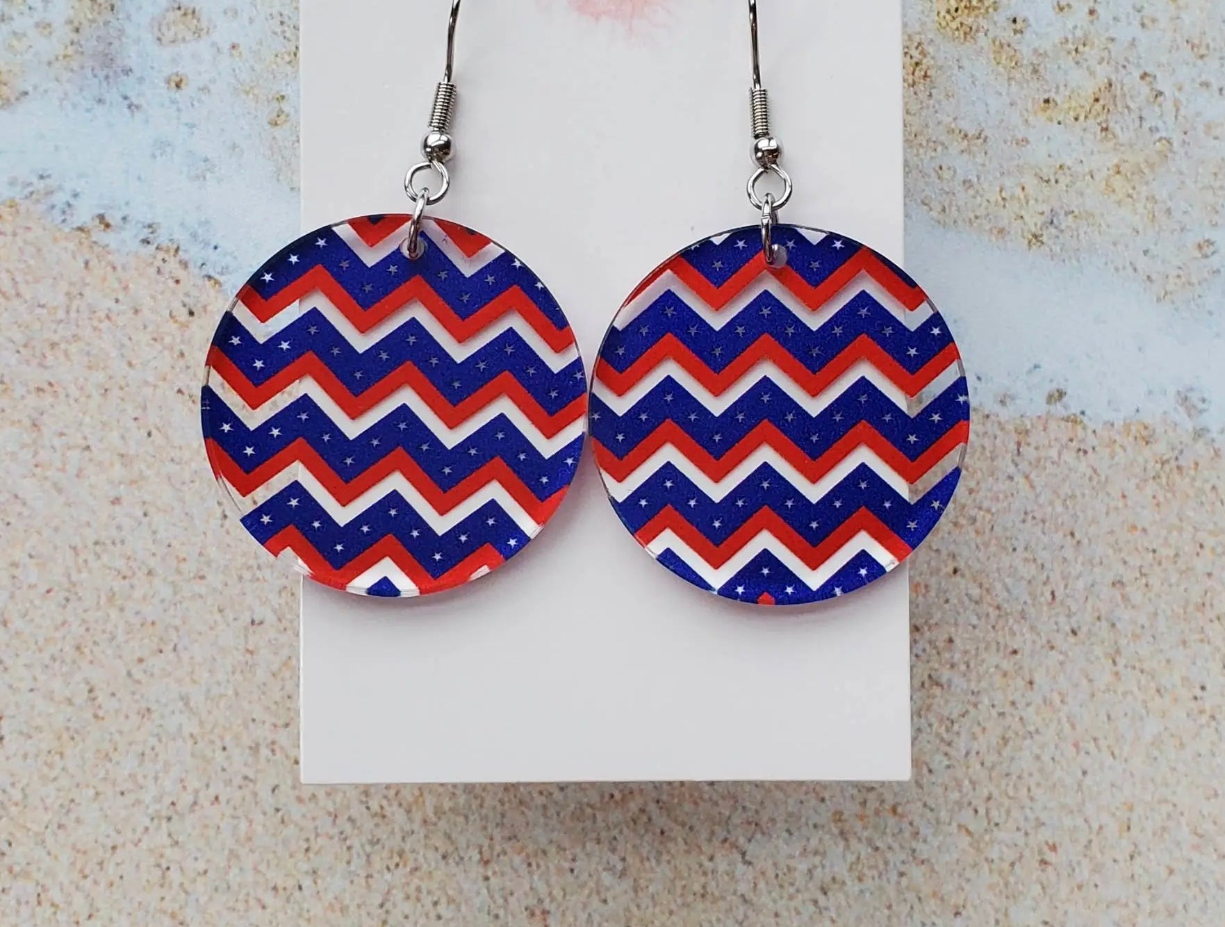 Chevron Patriotic Acrylic Earrings