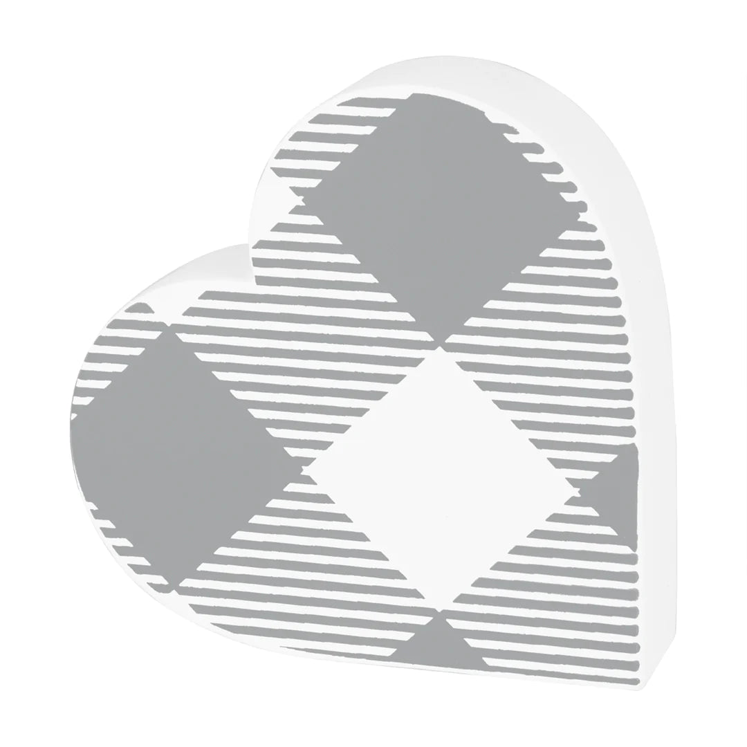 Gray & White Check Heart